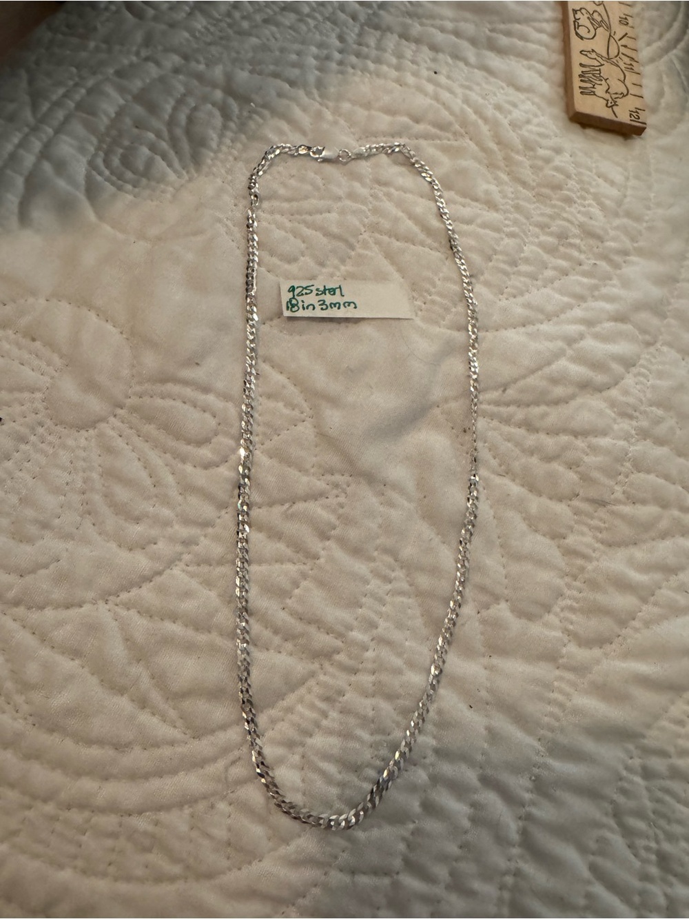 925 Sterling Silver 19 inch acid test 3mm Cuban Necklace - Silver